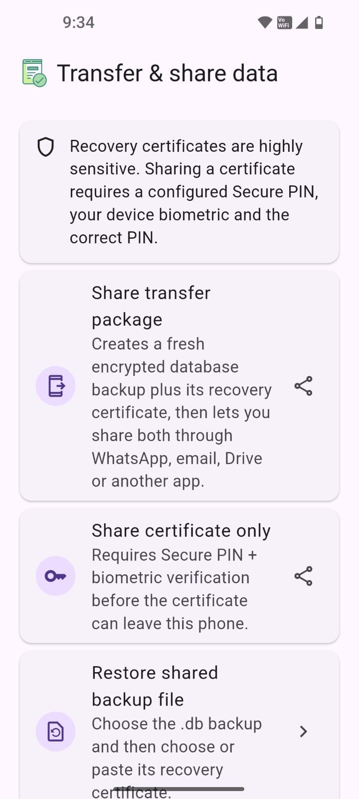 MyDiary transfer and share data